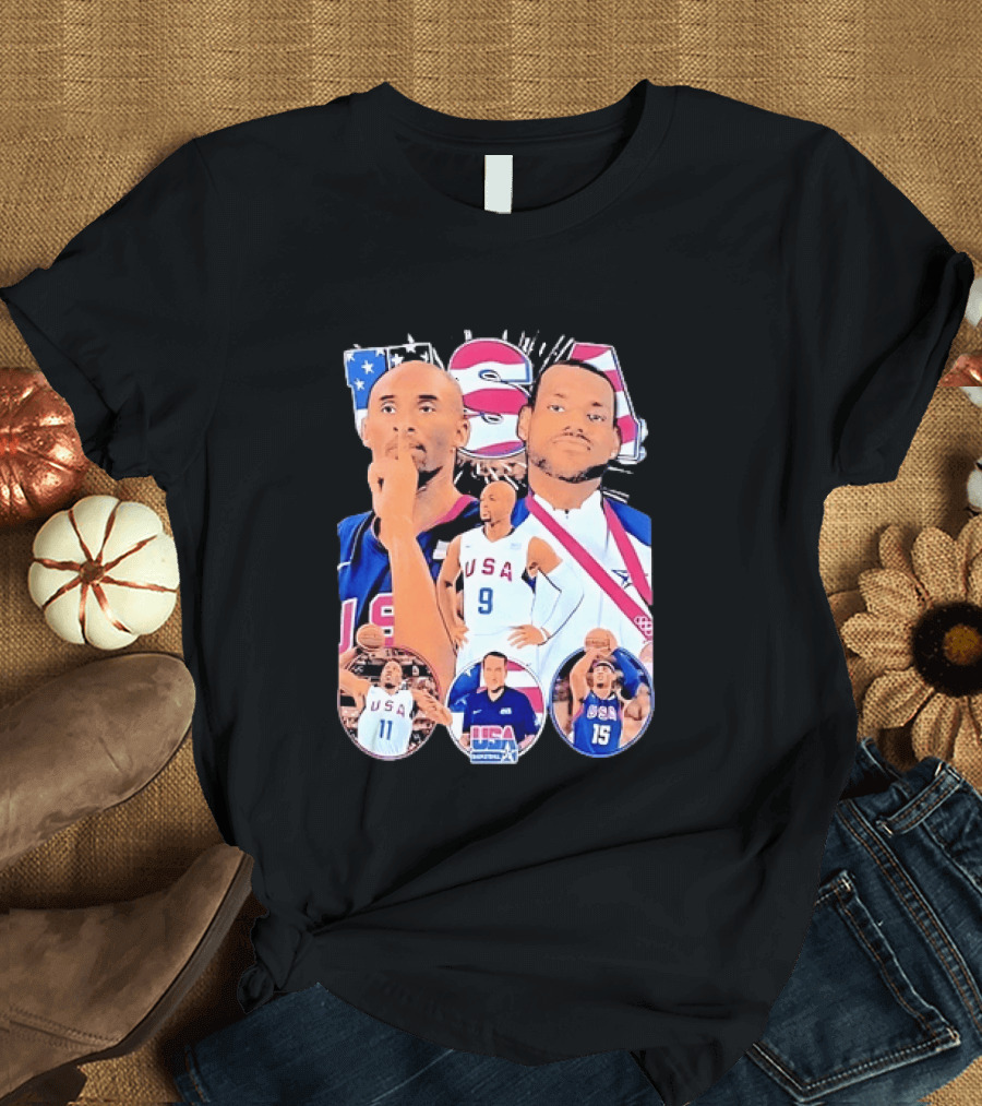 Kobe Bryant LeBron James USA Basketball Legends Iconic Team USA Moments T-Shirt