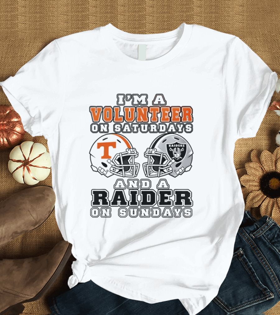 I'm A Volunteer On Saturdays And A Raider On Sundays Tennessee Las Vegas 2026 T-Shirt
