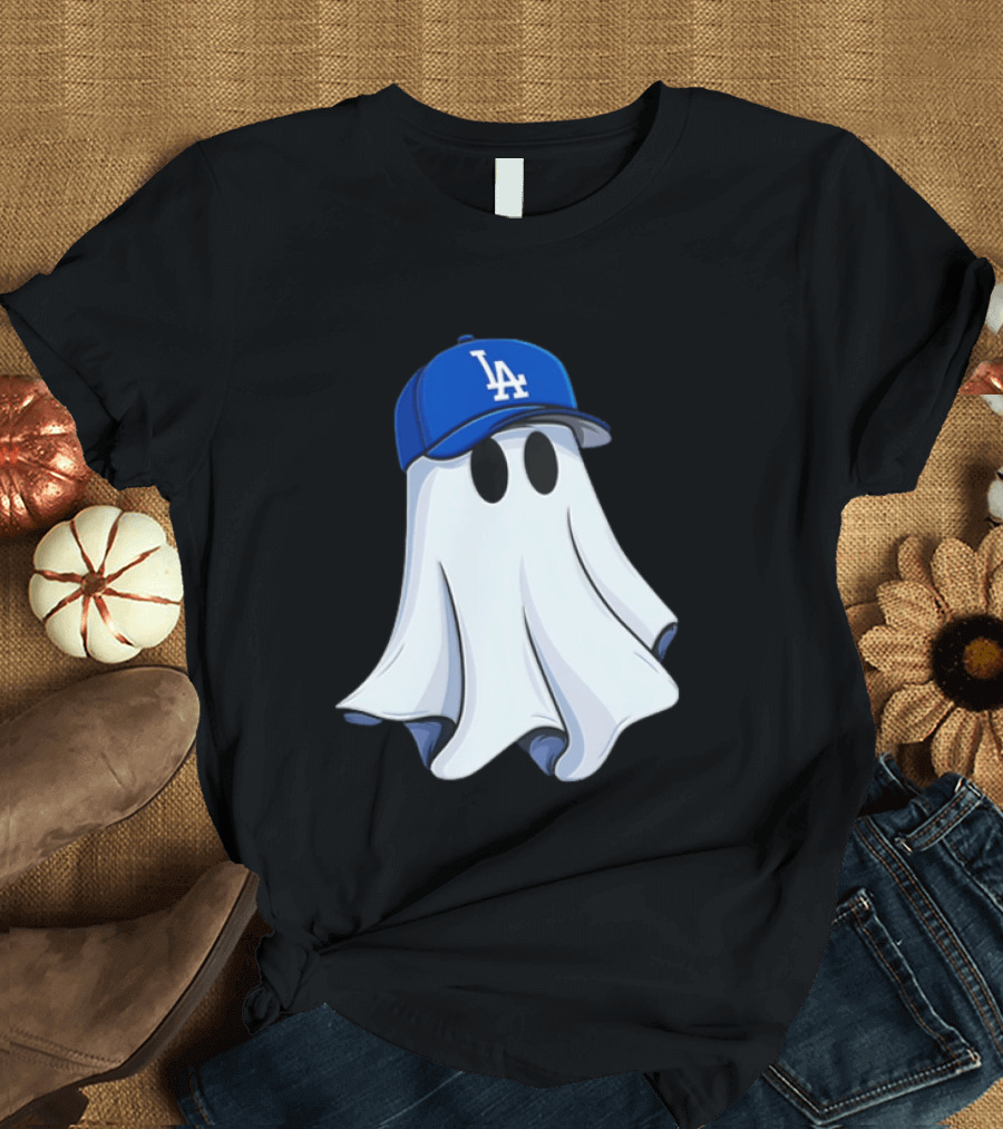 Los Angeles Dodgers Ghost In Blue LA Cap T-Shirt