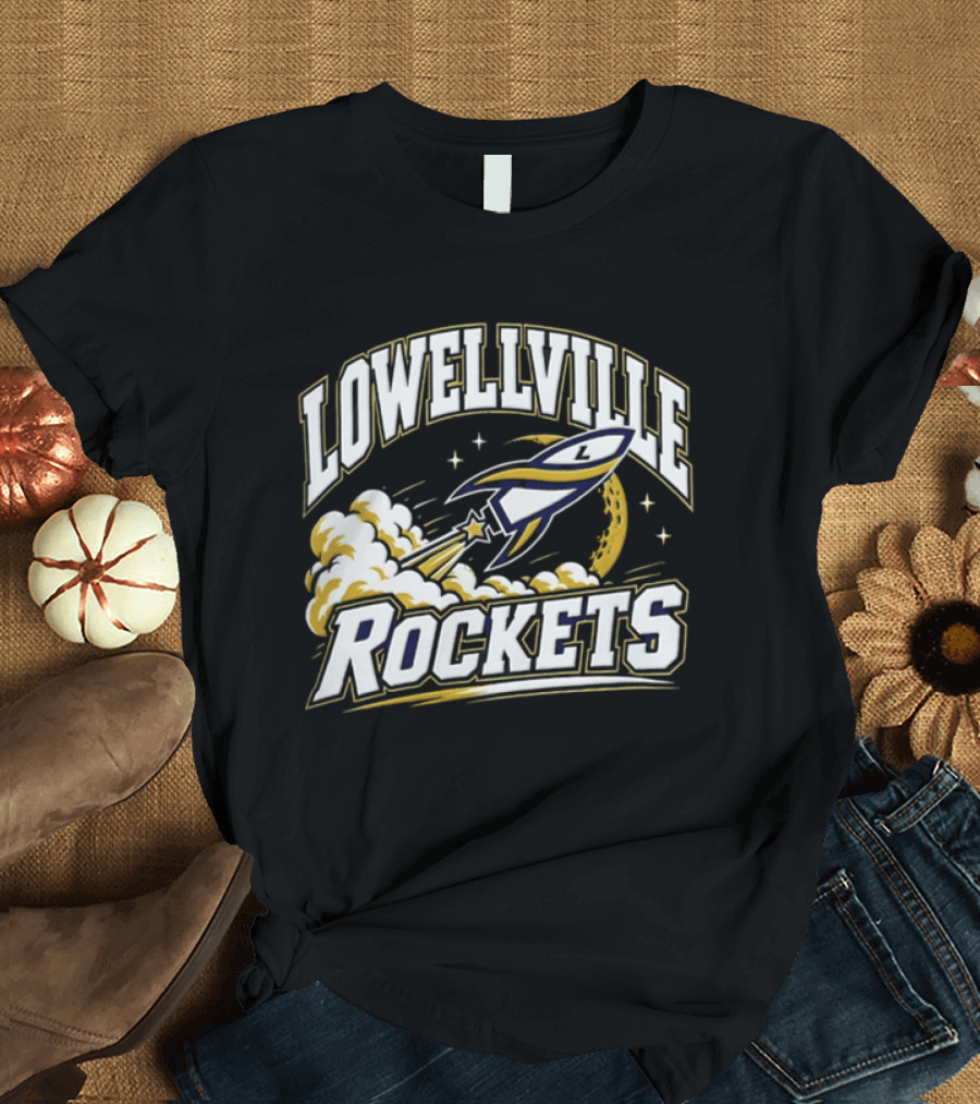 Lowellville Rockets Rocket Ship Launching NCAA Team Spirit T-Shirt