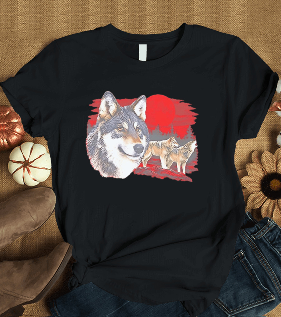 Wolf Pack Under A Moon Wolves Wildlife T-Shirt