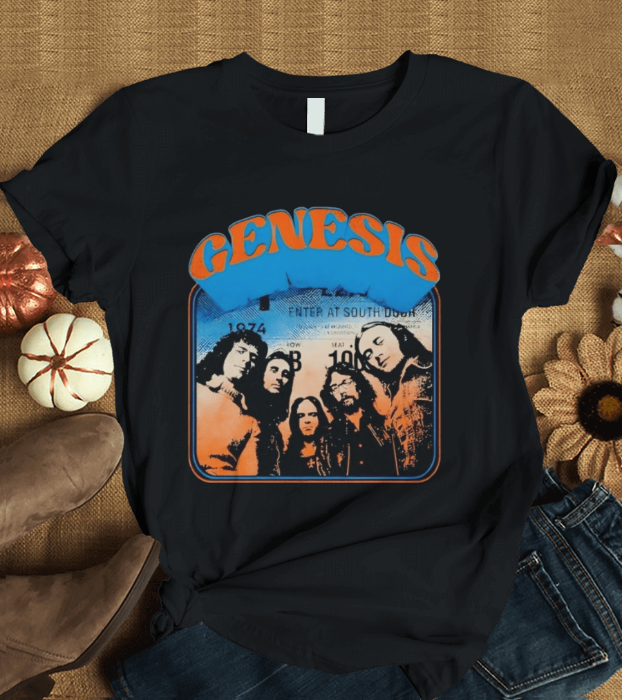 Genesis 1974 Enter At South Door Concert Ticket Progressive Rock T-Shirt