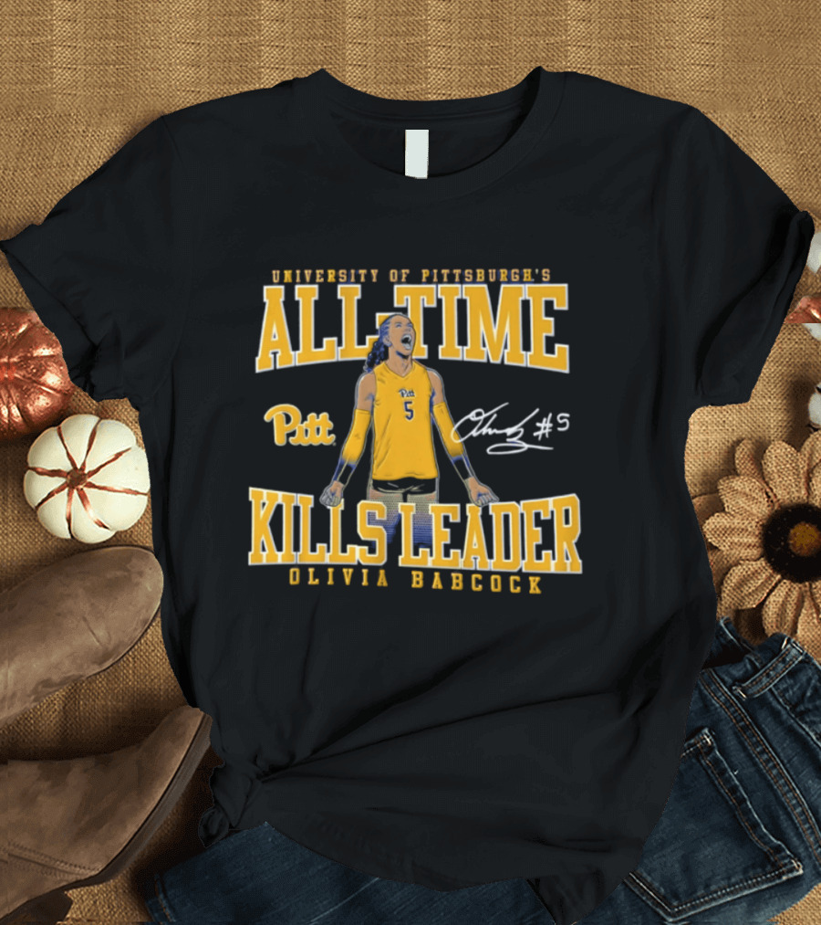 University Of Pittsburgh All Time Kills Leader Olivia Babcock Number 5 T-Shirt