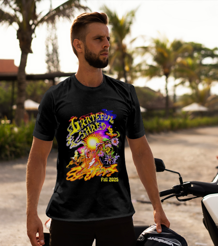 Grateful Shred Fall 2025 Psychedelic Sunburst Jam Band Vibrant Festival T-Shirt