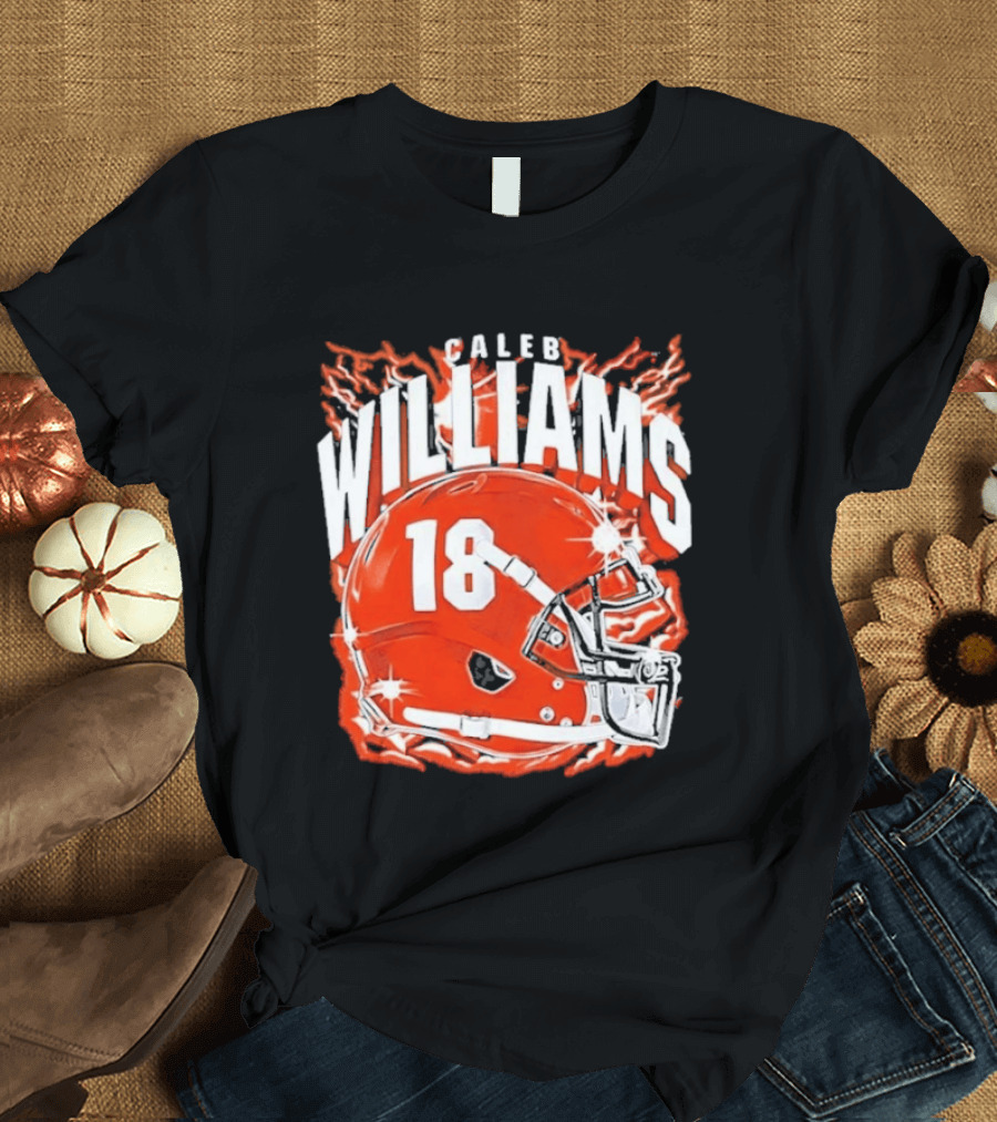 Caleb Williams 18 Lightning Helmet T-Shirt