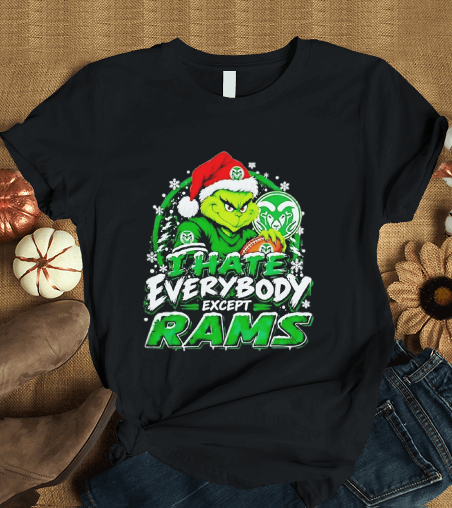I Hate Everybody Except Rams Grinch Colorado State Rams Christmas T-Shirt