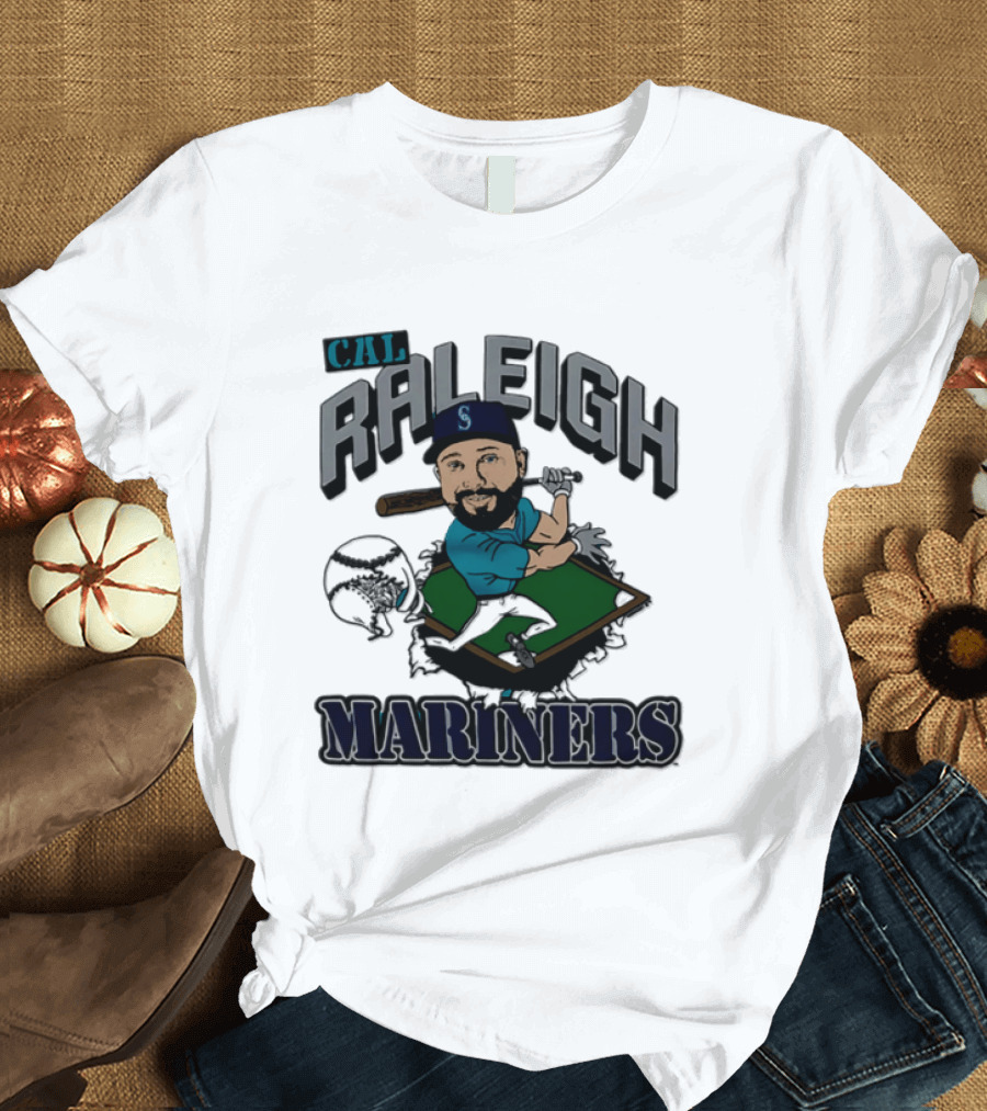 Cal Raleigh Seattle Mariners Player Caricature MLB T-Shirt