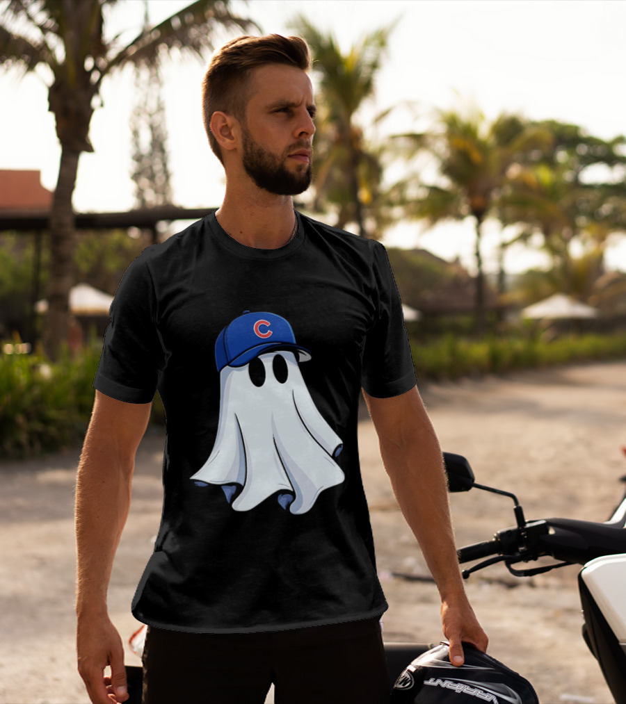 Chicago Cubs Ghost Cartoon Blue Baseball Cap T-Shirt