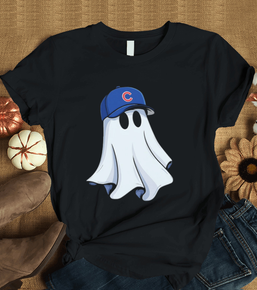 Chicago Cubs Ghost Cartoon Blue Baseball Cap T-Shirt