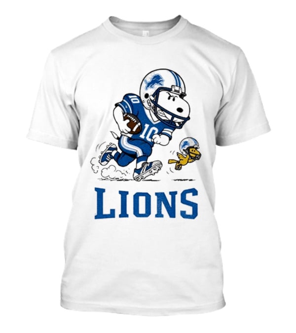Detroit Lions Snoopy Woodstock Football Run T-Shirt