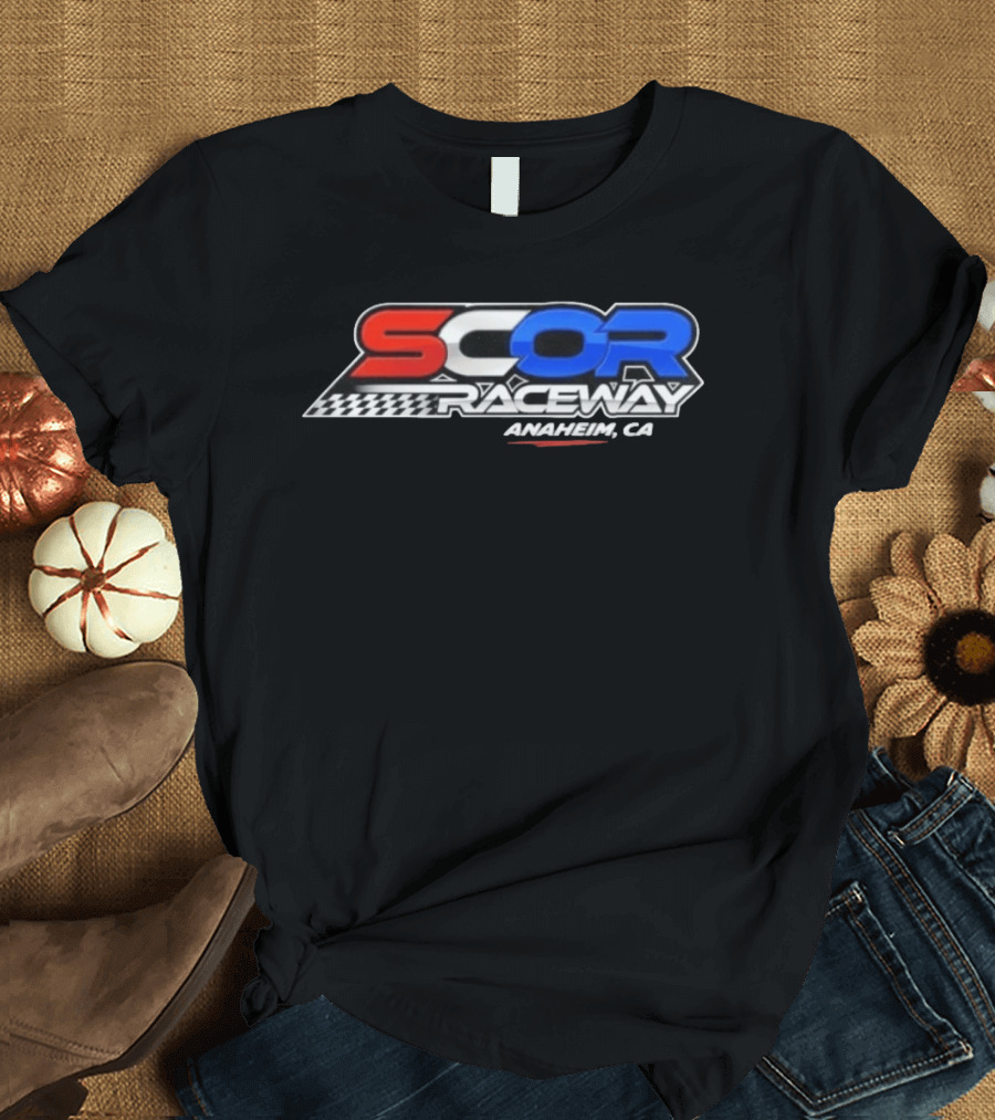 SCOR Raceway Anaheim CA Racing Flag T-Shirt