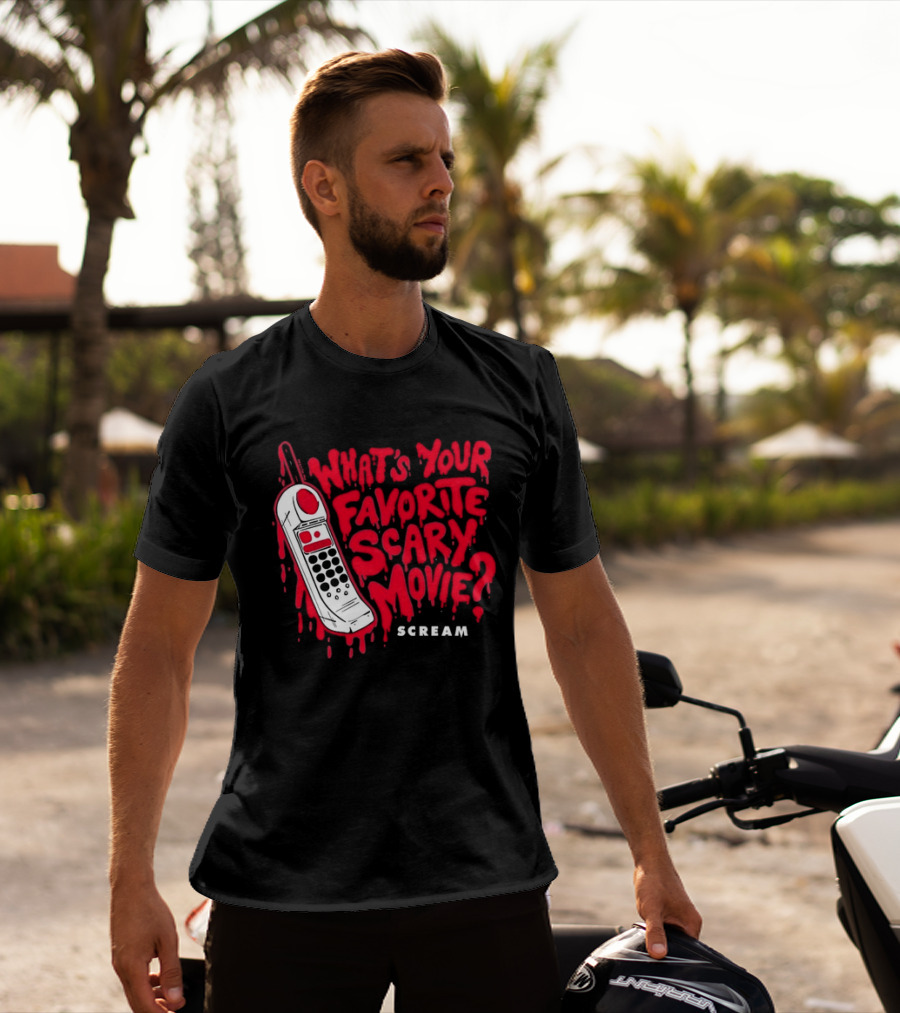 Scream What's Your Favorite Scary Movie Telephone Blood Red T-Shirt