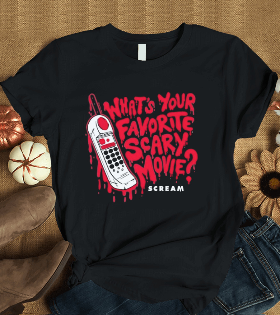 Scream What's Your Favorite Scary Movie Telephone Blood Red T-Shirt