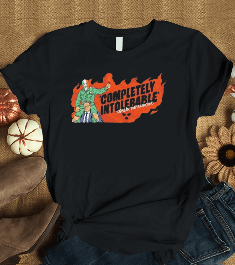 Completely Intolerable Iømlán Døfhulaingthe Flame Background Masked Man Suit And Tie T-Shirt