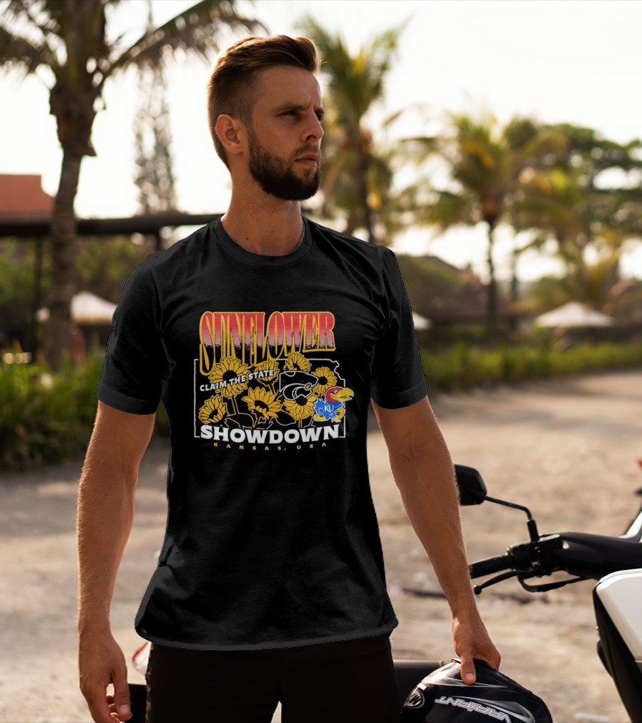 Sunflower Showdown Kansas USA Claim The State KU Kansas University T-Shirt