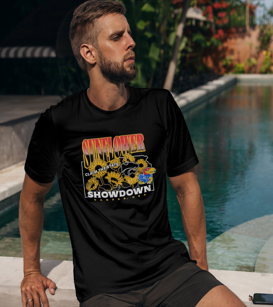 Sunflower Showdown Kansas USA Claim The State KU Kansas University T-Shirt