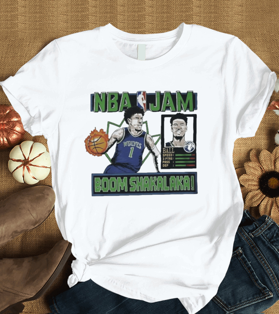 NBA Jam Minnesota Timberwolves Wolves Ball Boom Shakalaka T-Shirt