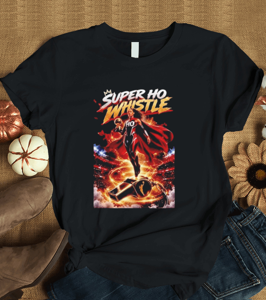 Super Ho Whistle WNBA Basketball Comic Style Heroine T-Shirt