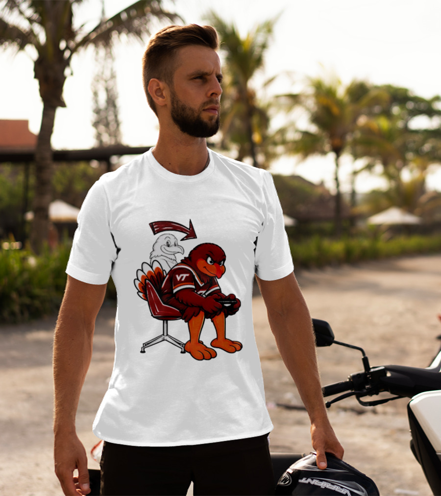 Virginia Tech Hokies Turkey Playing Video Game NCAAF Team Spirit T-Shirt