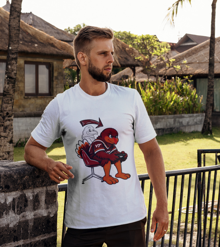 Virginia Tech Hokies Turkey Playing Video Game NCAAF Team Spirit T-Shirt