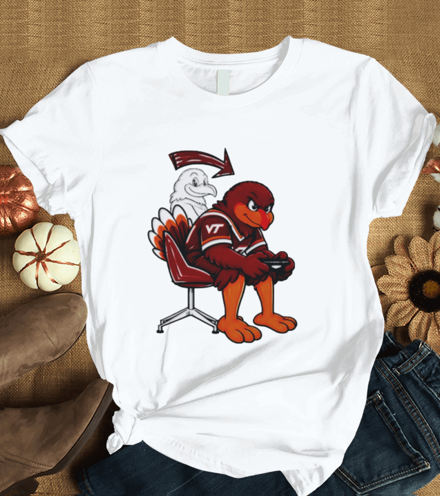 Virginia Tech Hokies Turkey Playing Video Game NCAAF Team Spirit T-Shirt