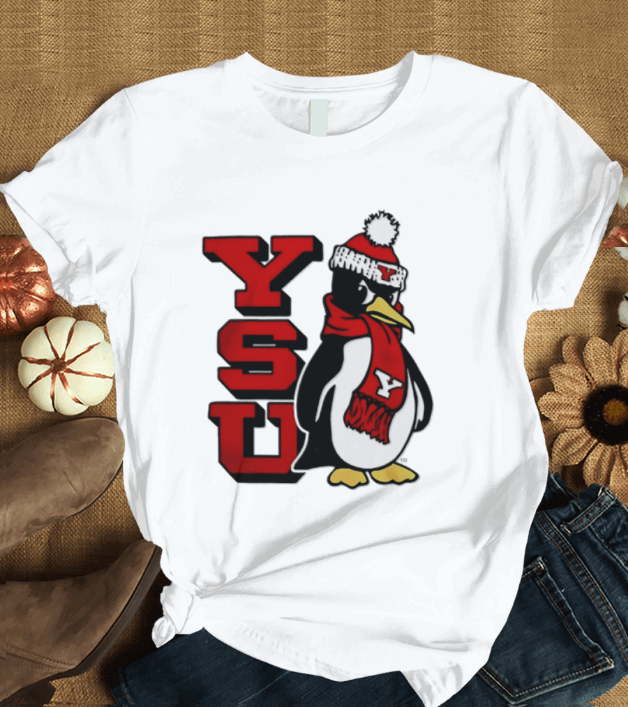 Youngstown State University YSU Penguin Winter Hat Scarf T-Shirt