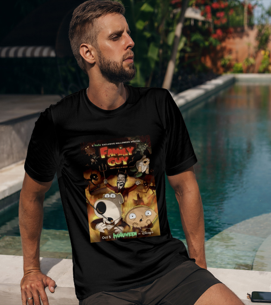 Hulu Exclusive Halloween Special Family Guy Happy Hell O Ween Oct 5 Huloween On Disney Plus T-Shirt
