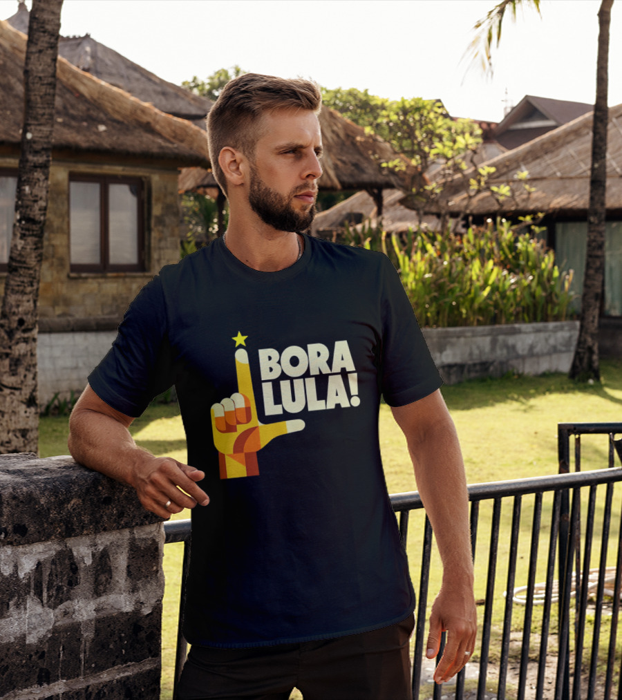 Bora Lula Political Campaign Brazil President Star Hand Gesture T-Shirt