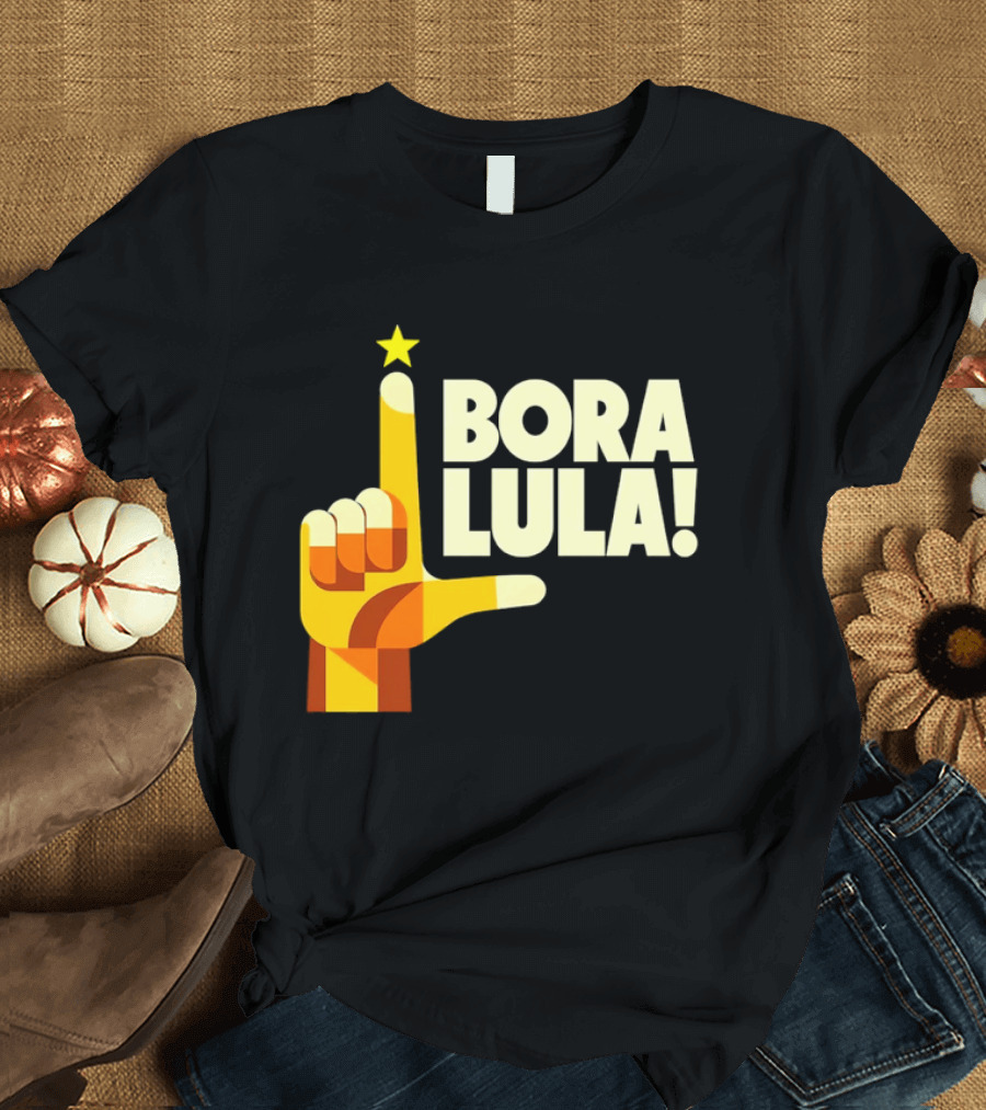 Bora Lula Political Campaign Brazil President Star Hand Gesture T-Shirt