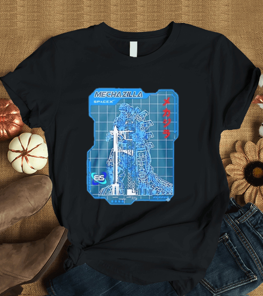 Mechazilla SpaceX Blueprint Starship Rocket Japanese Kanji Eis T-Shirt