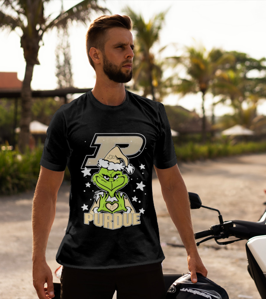 Purdue Boilermakers Christmas Grinch Heart T-Shirt