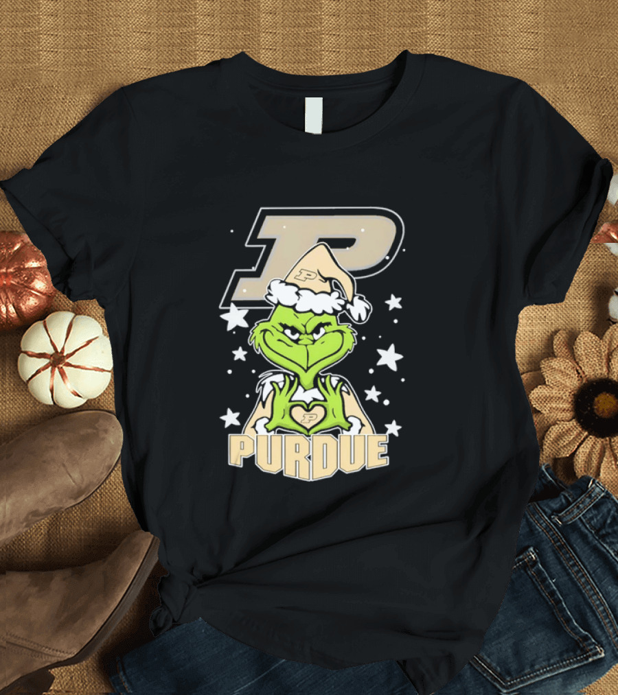Purdue Boilermakers Christmas Grinch Heart T-Shirt