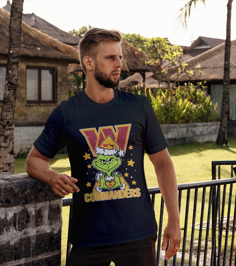 The Grinch Christmas W Commanders Football Team T-Shirt