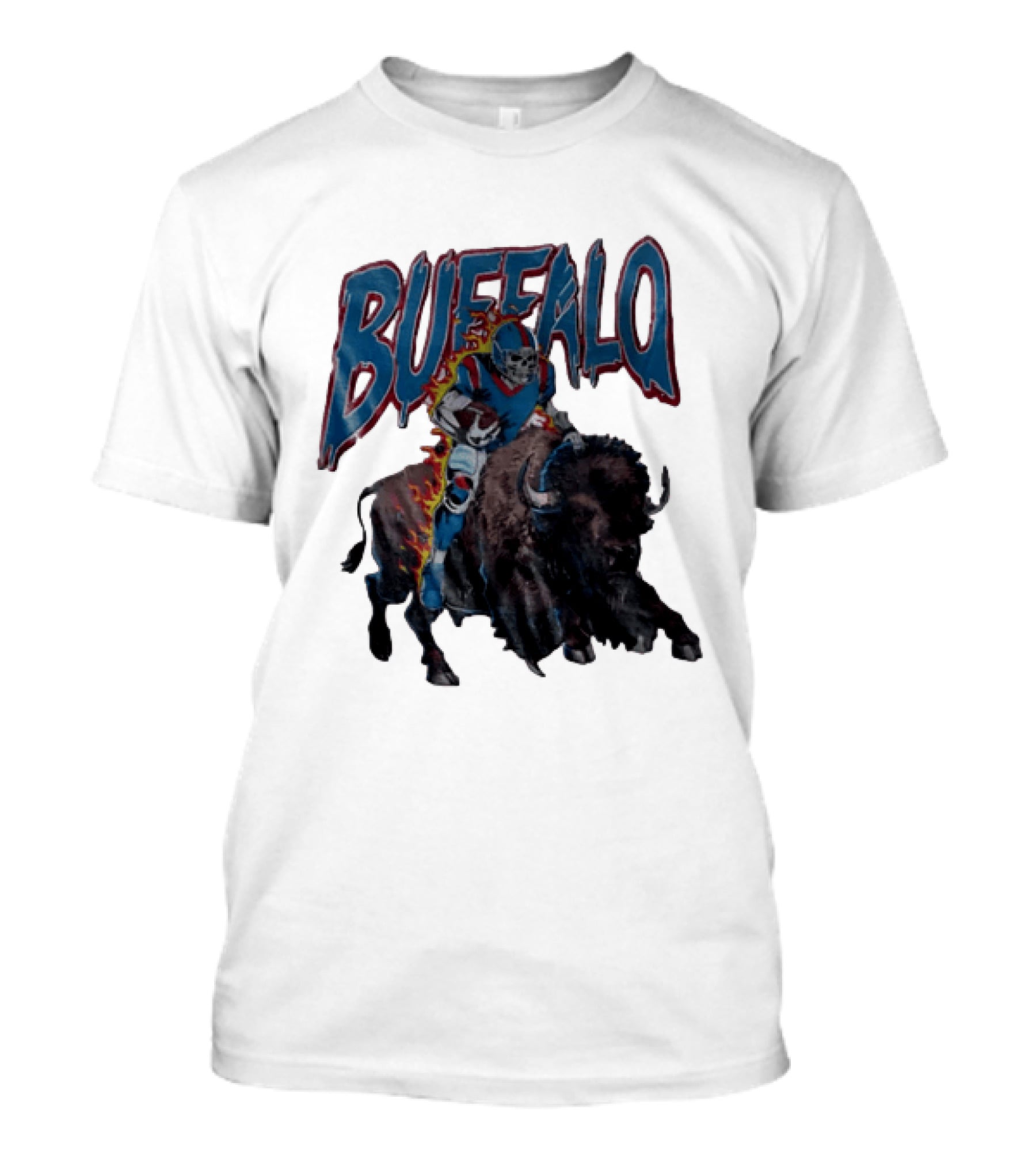 Buffalo Bills Skeleton Football Player Riding Charging Buffalo T-Shirt