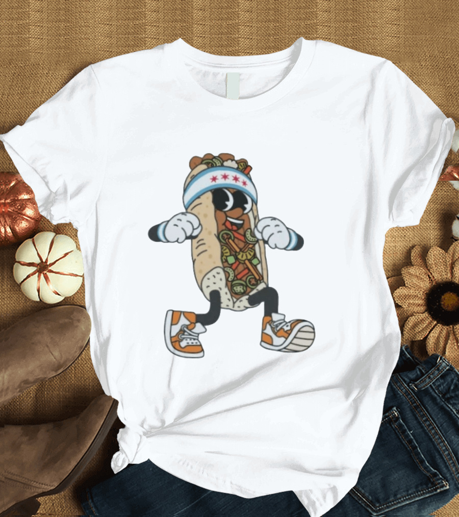 Chicago Juicy Jus Hot Dog Character Sneakers Headband Stars T-Shirt