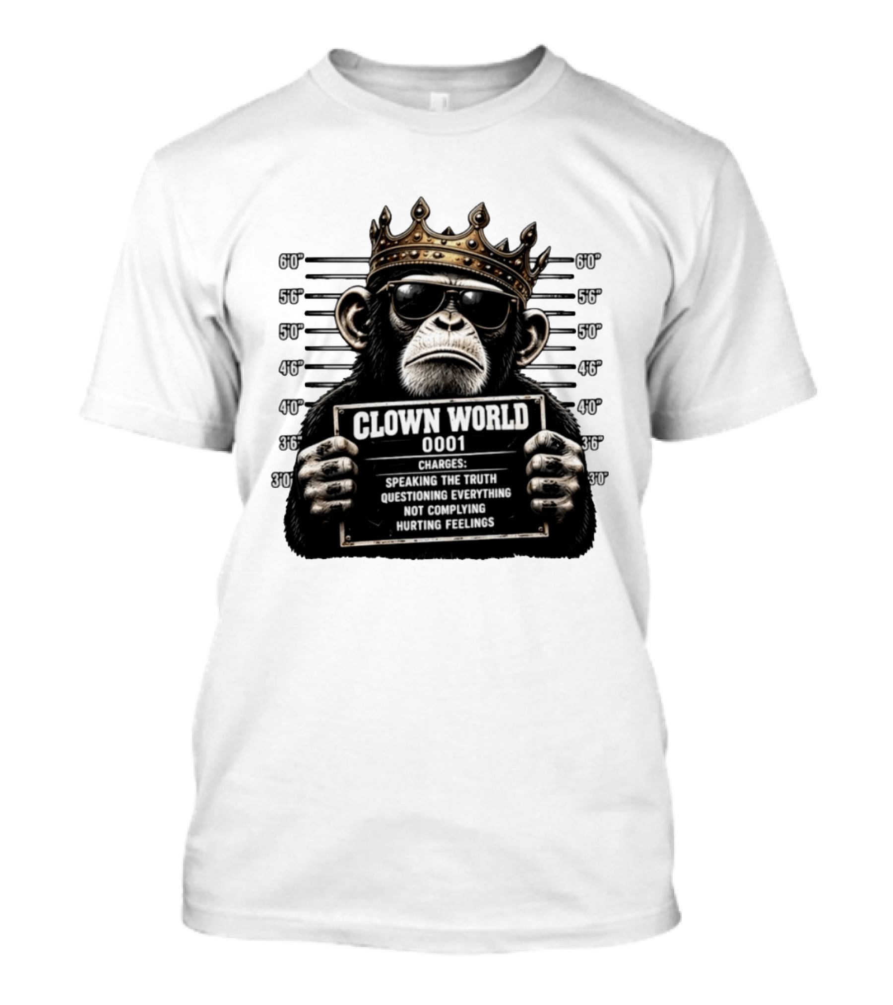 Clown World Shot Monkey Truth Questioning Non Compliance Charges T-Shirt
