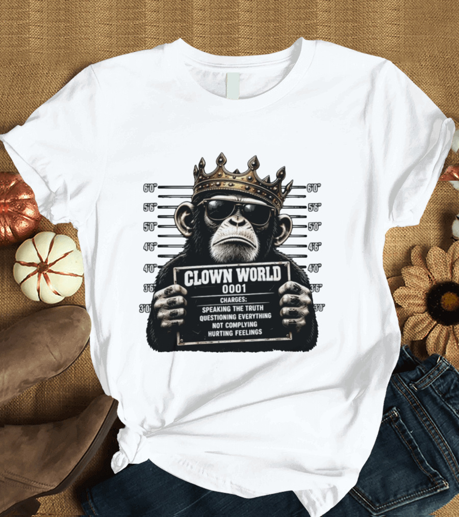 Clown World Shot Monkey Truth Questioning Non Compliance Charges T-Shirt