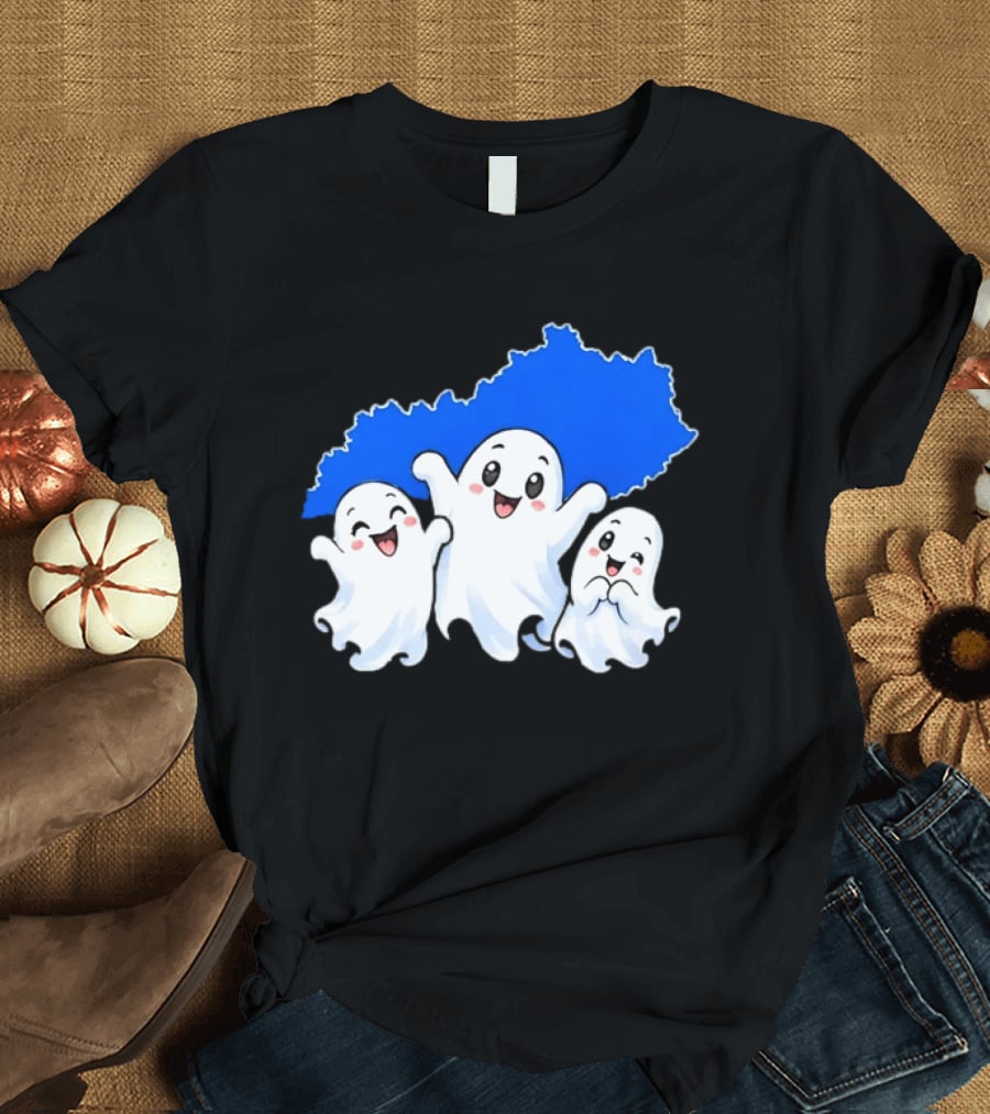 Ghosts And Kentucky State Map Halloween Fun T-Shirt