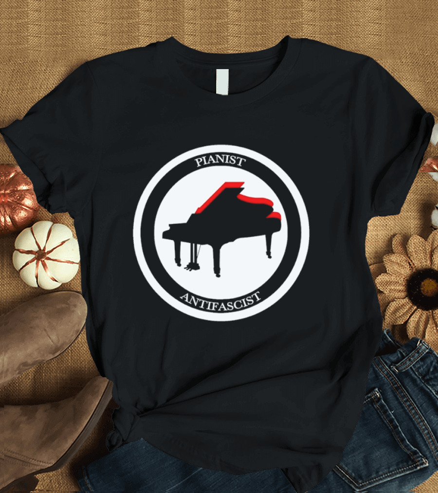 Pianist Antifascist Grand Piano Music T-Shirt