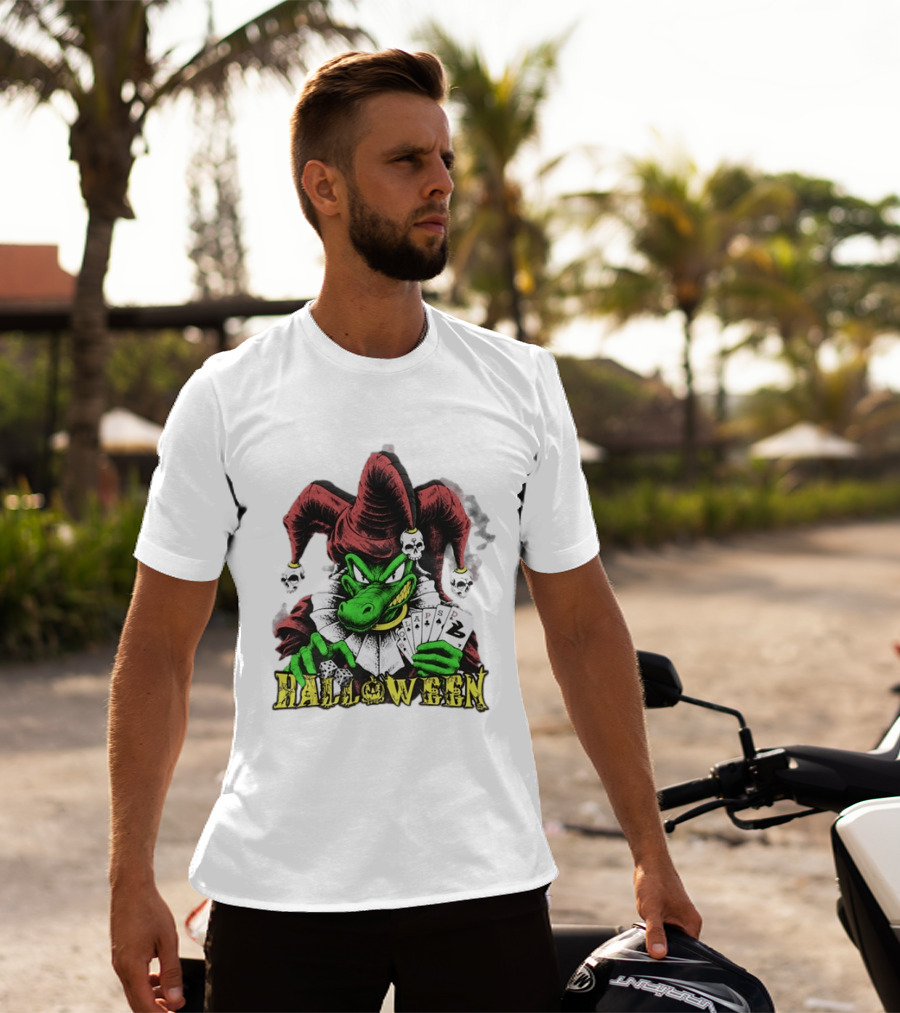 Halloween Joker Crocodile Dice Playing Cards Skulls T-Shirt