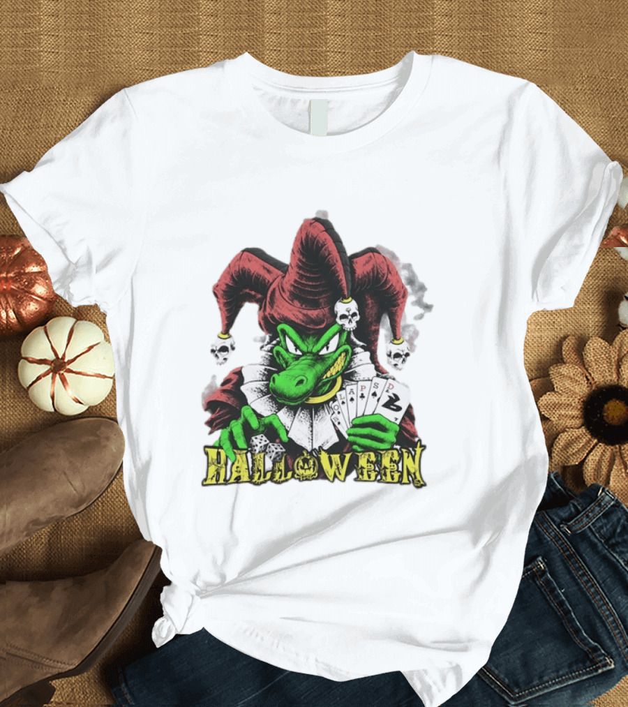 Halloween Joker Crocodile Dice Playing Cards Skulls T-Shirt