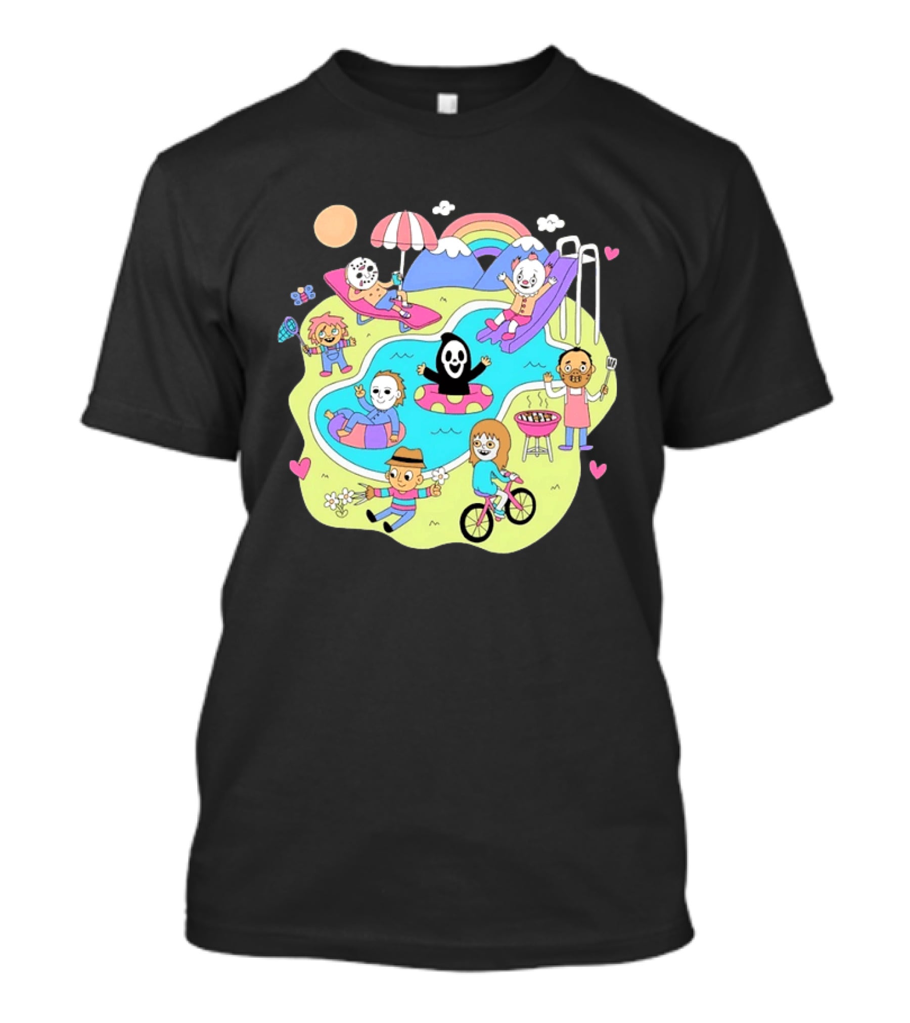 Horror Movie Villains Pool Party Fun By Sean Solomon T-Shirt
