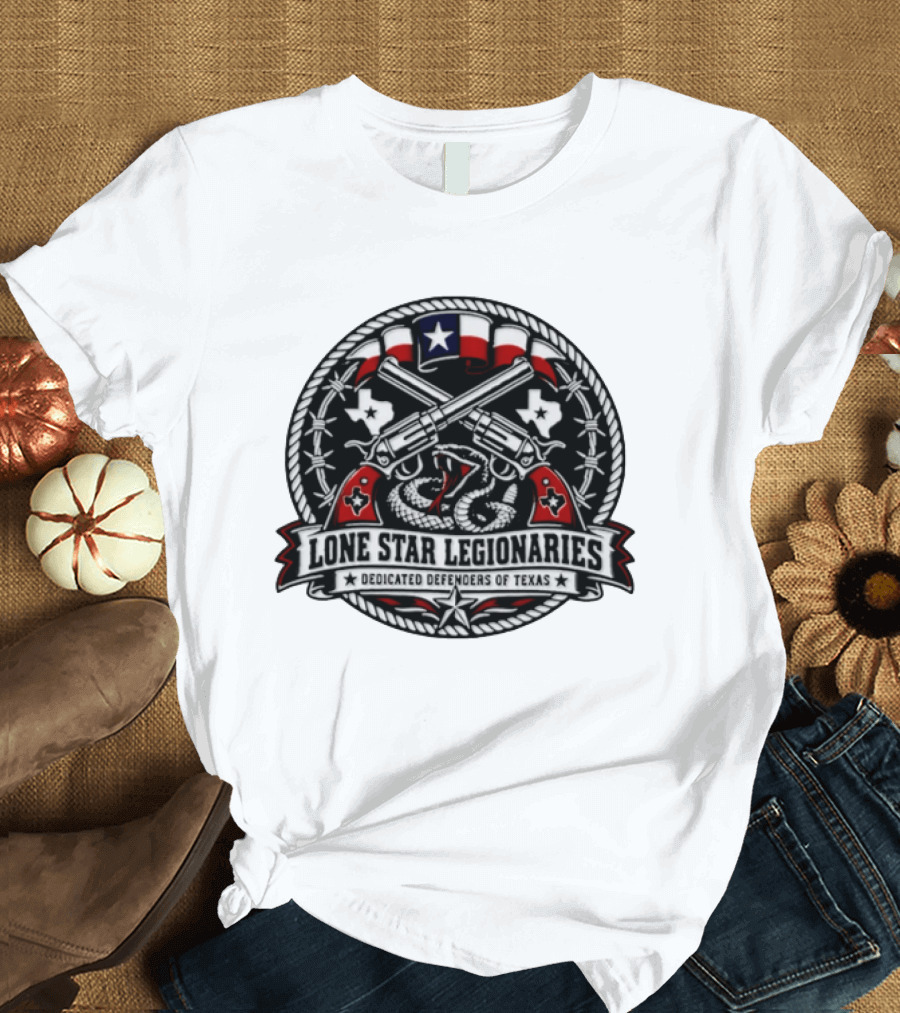 Lone Star Legionaries Texas Pride Snake Pistols Flag T-Shirt