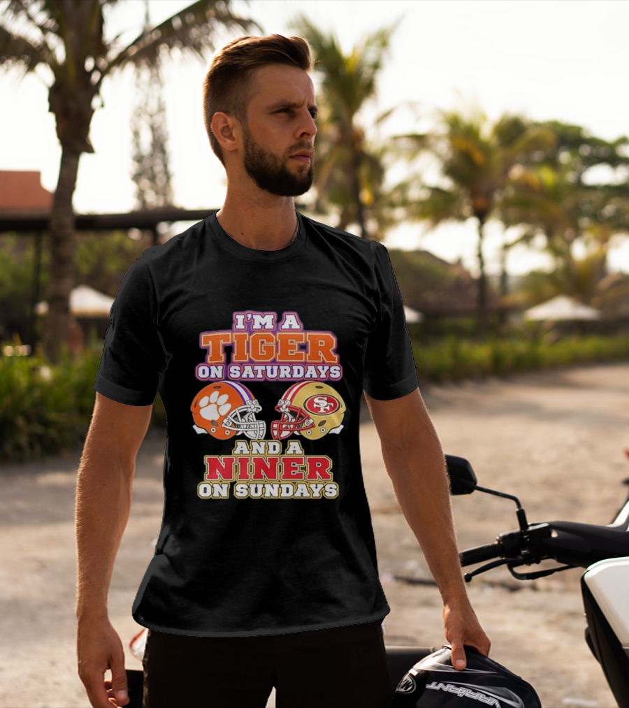Clemson Tigers On Saturdays Niner On Sundays Football Collaboration T-Shirt