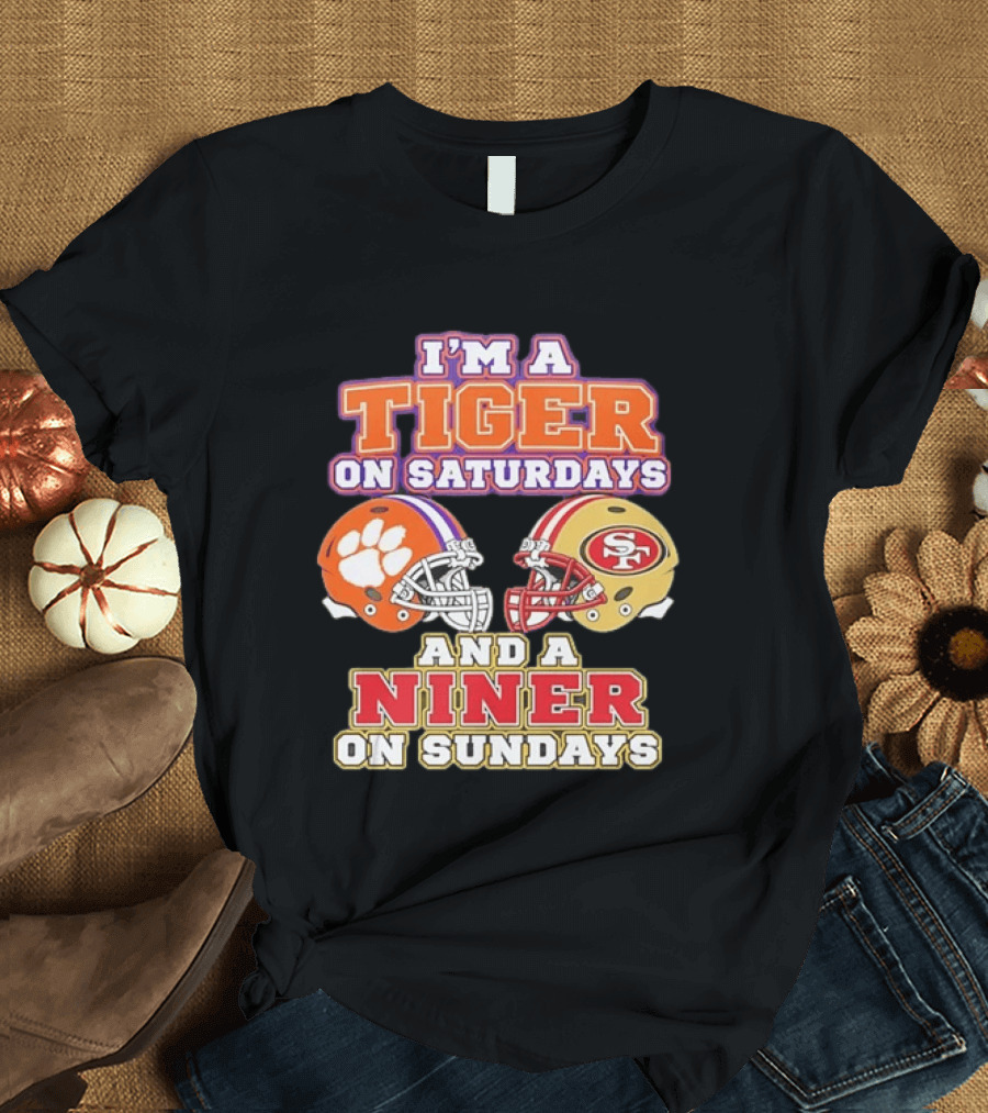 Clemson Tigers On Saturdays Niner On Sundays Football Collaboration T-Shirt