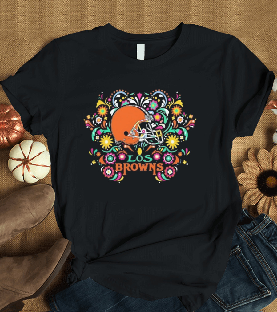 Cleveland Browns Dia De Los Muertos Los Browns Floral 2026 T-Shirt