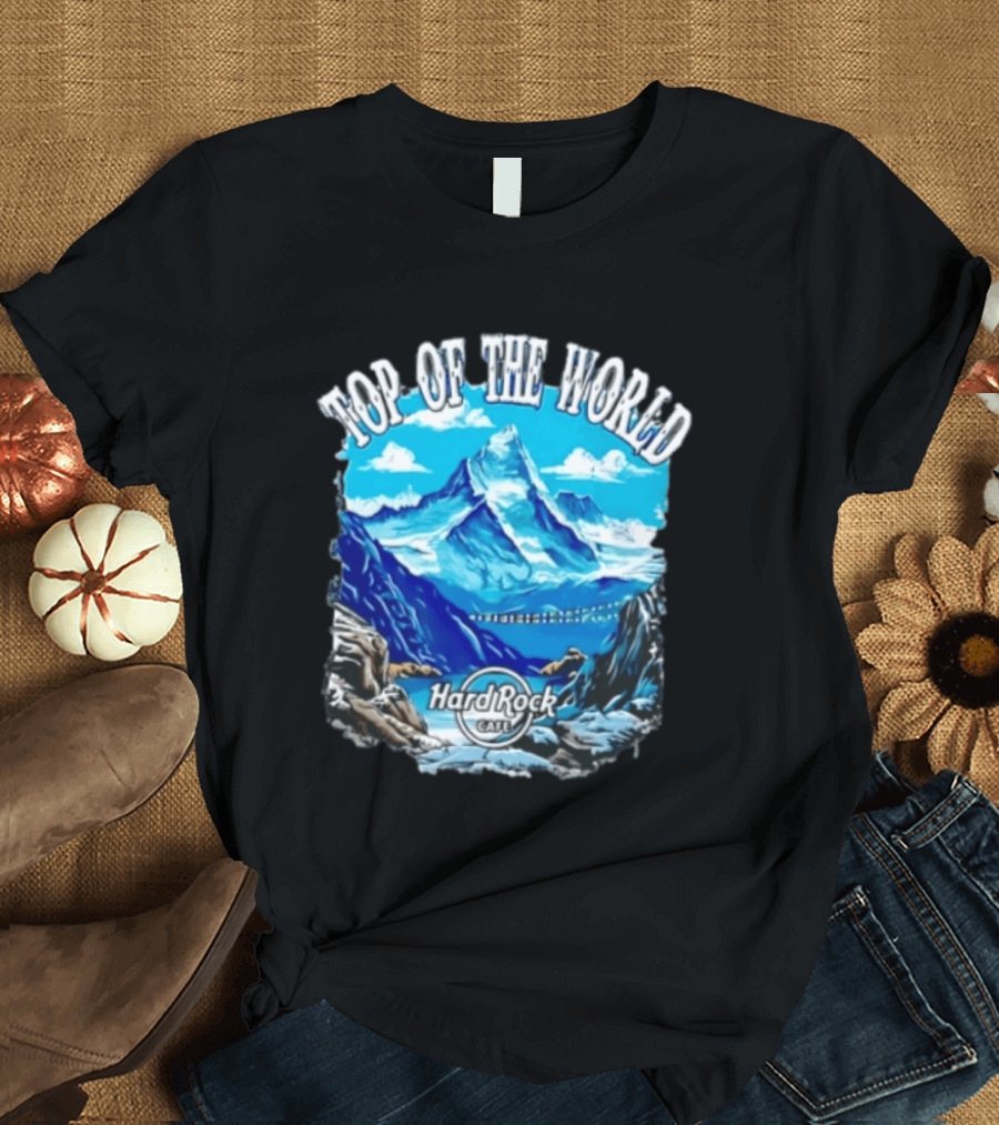 Top Of The World Hard Rock Cafe Snowy Mountain Peak Blue Sky T-Shirt