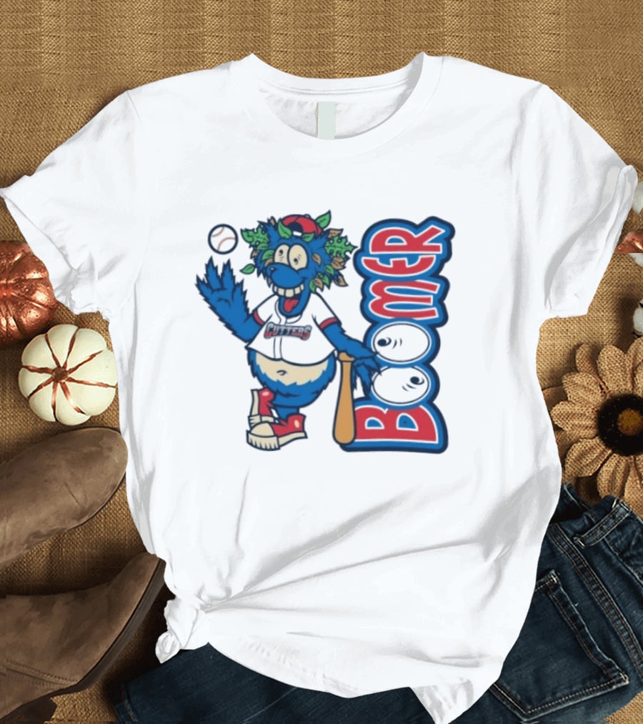 Boomer The Cutters Baseball Mascot With Bat And Ball T-Shirt