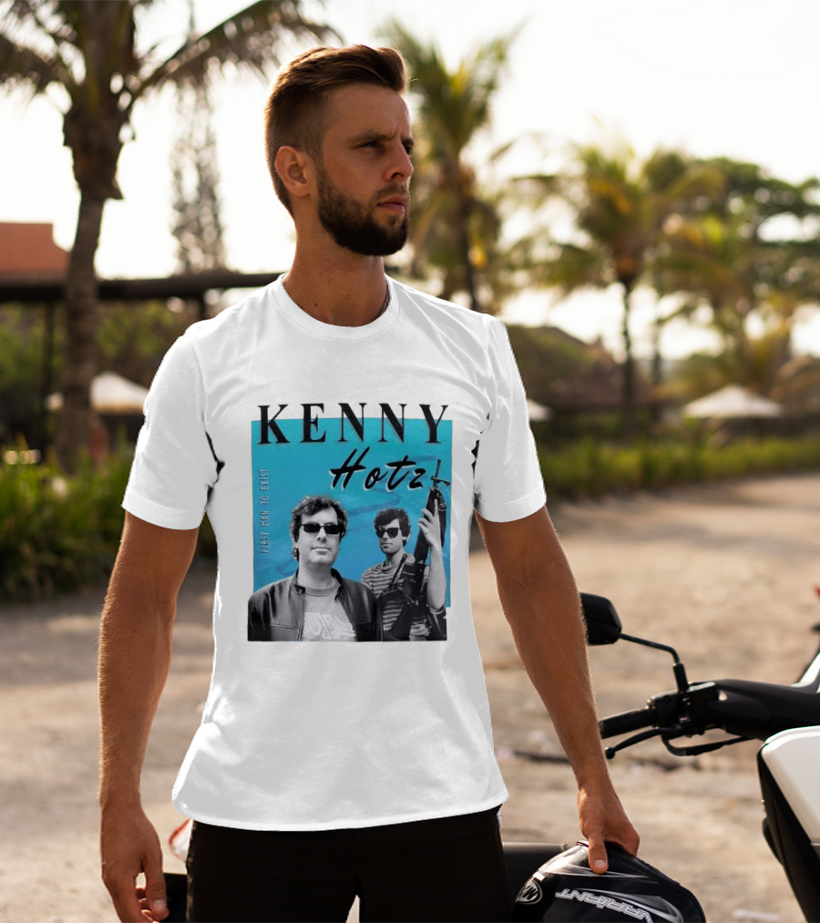 Kenny Hotz First Man To Exist Black And White Sunglasses Gun Image T-Shirt