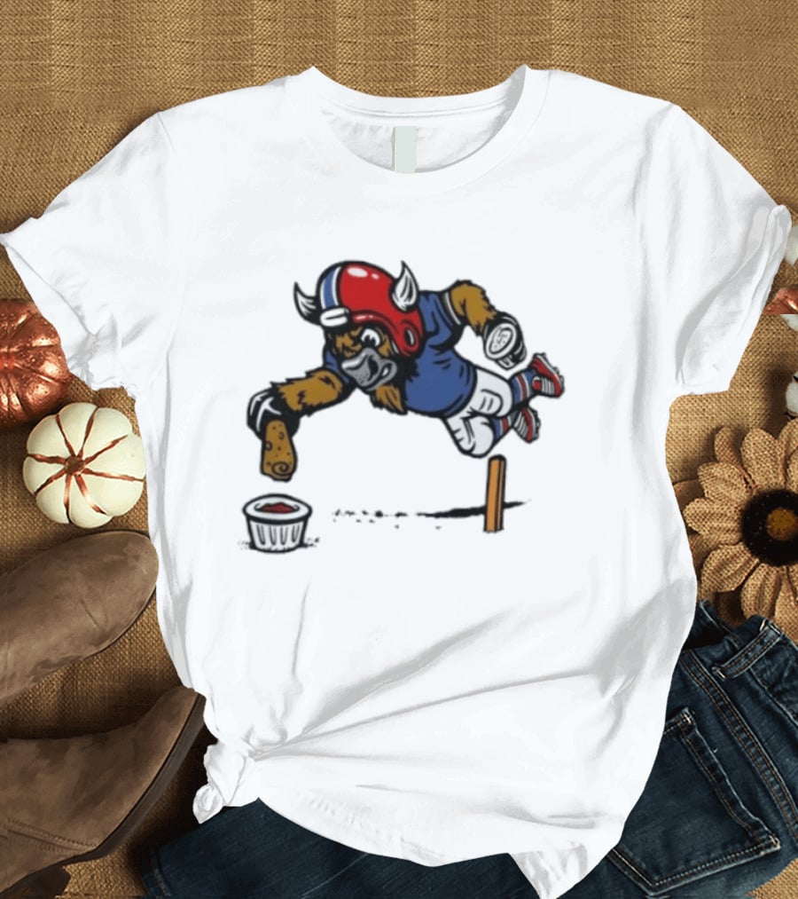 Buffalo Bills Mascot Football Helmet Diving Tortilla Chip Gameday Dip T-Shirt